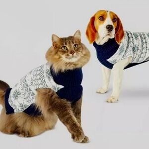 Target Pet Snowflake Dog & Cat Sweater| Wondershop Pull On Turtle Neck Design